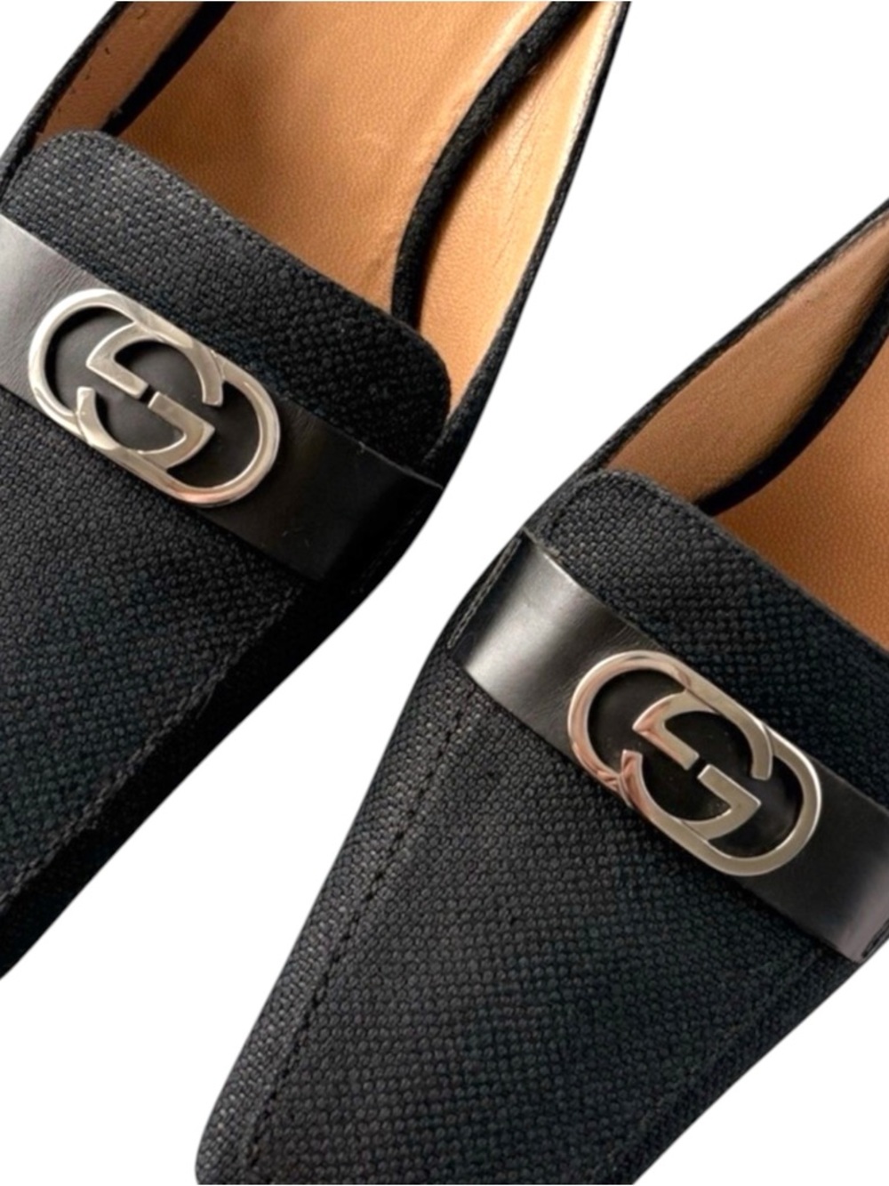 Auth Gucci Black square toe Loafer Mule kitten heel 7.5 vintage retro 90s y2k - Picture 4 of 12